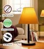 Yellow Fabric Shade Table Lamp, Minimalist Bedside Lamp with Metal Base for Bedroom, Living Room & Study