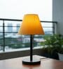 Yellow Fabric Shade Table Lamp, Minimalist Bedside Lamp with Metal Base for Bedroom, Living Room & Study