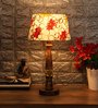 Yellow Fabric Shade Table Lamp with Brown and Yellow Base
