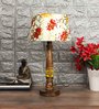 Yellow Fabric Shade Table Lamp with Brown and Yellow Base