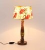 Yellow Fabric Shade Table Lamp with Brown and Yellow Base