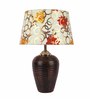 Yellow Fabric Shade Table Lamp With Brown Base