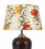Yellow Fabric Shade Table Lamp With Brown Base
