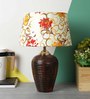 Yellow Fabric Shade Table Lamp With Brown Base