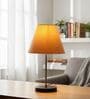 Yellow Fabric Shade with Modern Silver & Black Table Lamp for Bedroom & Living Room