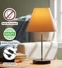 Yellow Fabric Shade with Modern Silver & Black Table Lamp for Bedroom & Living Room