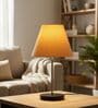 Yellow Fabric Shade with Modern Silver & Black Table Lamp for Bedroom & Living Room