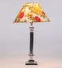 Yellow Fabric Shade Table Lamp with Silver Base