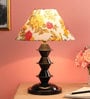 Elegant Yellow Fabric Shade Night Lamp With Metal Base