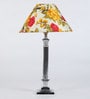 Yellow Fabric Shade Table Lamp with Silver Base
