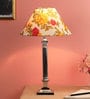 Yellow Fabric Shade Table Lamp with Silver Base