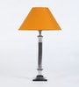 Yellow Fabric Shade Table Lamp with Silver Base