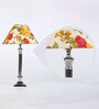 Yellow Fabric Shade Table Lamp with Silver Base