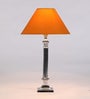 Yellow Fabric Shade Table Lamp with Silver Base