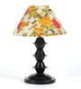 Elegant Yellow Fabric Shade Night Lamp With Metal Base