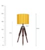 Yellow Fabric Shade Tripod Table Lamp with Brown Base