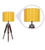 Yellow Fabric Shade Tripod Table Lamp with Brown Base