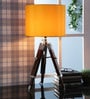 Yellow Fabric Shade Tripod Table Lamp with Brown Base