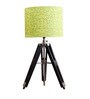 Yellow Fabric Shade Tripod Table Lamp with Brown Base