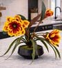 Yellow Faux Leather Magnolia Serenade Arrangement Pot With Flower