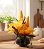 Yellow Faux Leather Opulent Dawn Magnolia Arrangement Pot With Flower