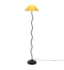 Yellow Fabric Shade Club Floor Lamp With Metal Base