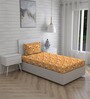 Yellow Floral 104 TC Cotton Single Bed Sized Bed Sheets With 1 Pillow Cover