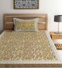 Yellow Floral 144 TC 100% Cotton Single Bed Sheet with Pillow Cover