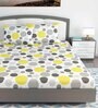 Yellow Abstract 144 TC Cotton King Size Bedsheet With 2 Pillow Covers