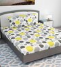 Yellow Abstract 144 TC Cotton King Size Bedsheet With 2 Pillow Covers