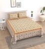 Yellow Floral 144 TC Cotton King Bedsheet and 2 Pillow Cover