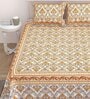 Yellow Floral 144 TC Cotton King Bedsheet and 2 Pillow Cover
