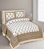 Yellow Cotton Floral 150 Tc Double King Sized Bedsheet With 2 Pillow Covers