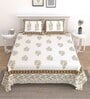 Yellow Floral 144 TC Cotton King Bedsheet and 2 Pillow Cover