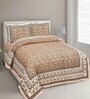 Yellow Floral 144 TC Cotton King Bedsheet and 2 Pillow Cover