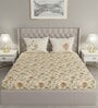 Yellow Floral 144 TC Cotton Queen Sized Bed Sheets with 2 Pillow Covers