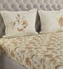 Yellow Floral 144 TC Cotton Queen Sized Bed Sheets with 2 Pillow Covers