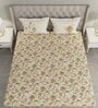 Yellow Floral 144 TC Cotton Queen Sized Bed Sheets with 2 Pillow Covers