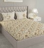 Yellow Floral 144 TC Cotton Queen Sized Bed Sheets with 2 Pillow Covers