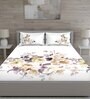 Yellow Floral 150 TC Cotton Queen Sized Bed Sheets with 2 Pillow Covers