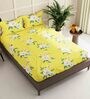 Yellow Floral 152 TC Microfiber Queen Sized Bed Sheets with 2 Pillow Covers