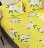 Yellow Floral 152 TC Microfiber Queen Sized Bed Sheets with 2 Pillow Covers