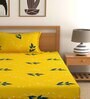 Yellow Floral 180 TC Cotton Blend Single Sized Bedsheet With 1 Pillow Cover