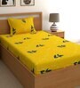 Yellow Floral 180 TC Cotton Blend Single Sized Bedsheet With 1 Pillow Cover