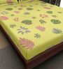 Yellow Floral 180 TC Cotton Queen Sized Bed Sheets with 2 Pillow Covers
