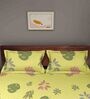 Yellow Floral 180 TC Cotton Queen Sized Bed Sheets with 2 Pillow Covers