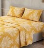 Yellow Floral 200 TC 100% Cotton Queen Size Bed Sheets with 2 Pillow Covers Serenity  Collection