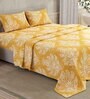 Yellow Floral 200 TC 100% Cotton Queen Size Bed Sheets with 2 Pillow Covers Serenity  Collection