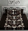 Brown Geometric 200 TC 100% Cotton Queen Size Bedsheet with 2 Pillow Covers