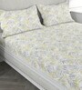 Yellow Floral 200 TC 100% Cotton Double Bedsheet With 2 Pillow Covers Solana Collection